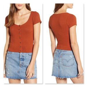 Project Social T Button Front Ribbed Tee sz Small